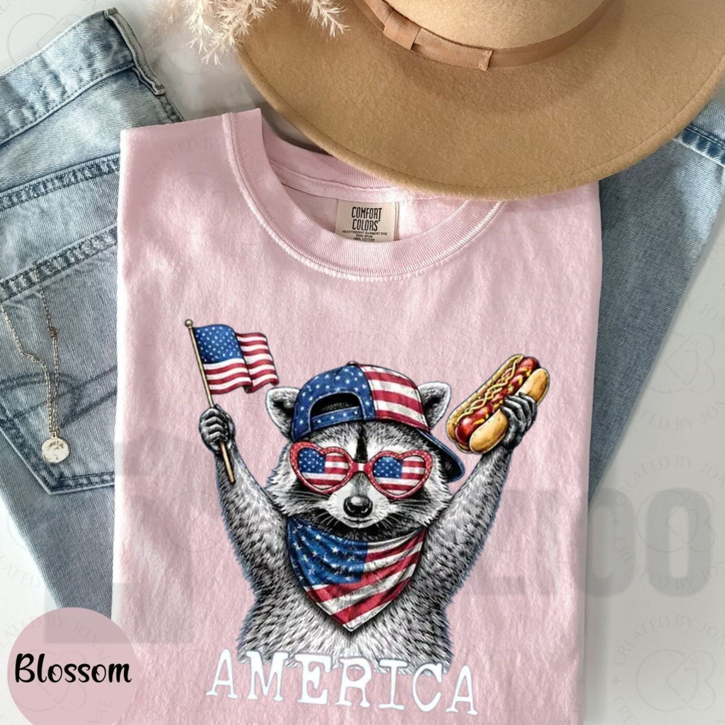 America Raccoon Hot Dog Comfort Colors Shirt – Retro 4th of July Animal Tee