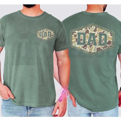 Camouflage Dad Comfort Colors Shirt – Retro Varsity Duck Camo Father’s Day Tee