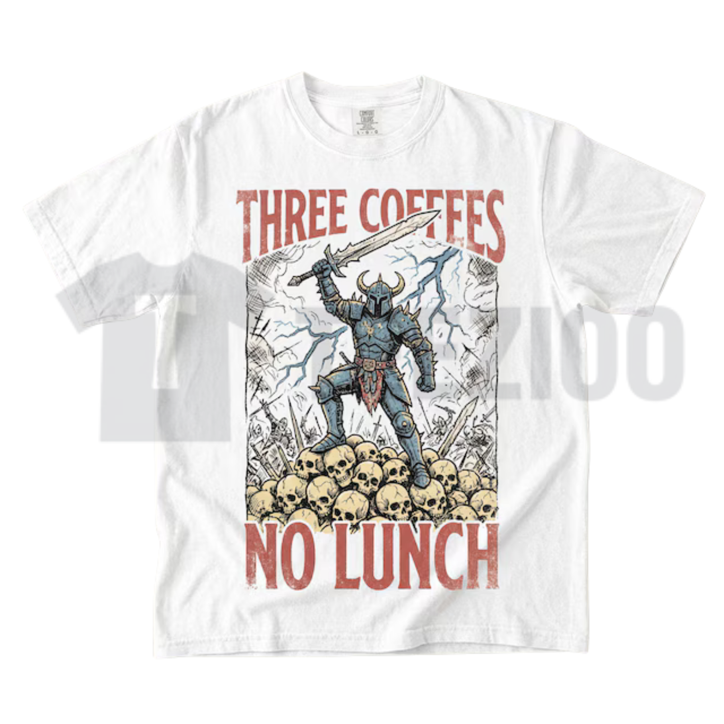 Three Coffees No Lunch Comfort Colors Shirt – Funny Dark Humor Work Tee