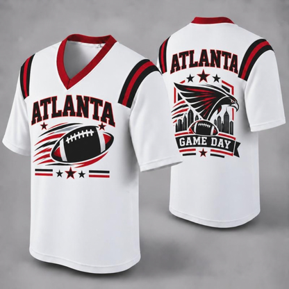 Unisex Football Fan Jersey - White V-Neck Mesh Game Day Shirt (32 Teams)
