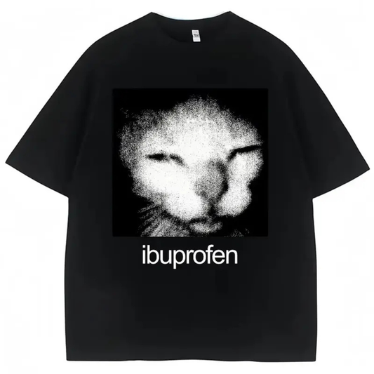 "Ibuprofen Cat" Retro Distressed Tee – Sarcastic Pet Humor Shirt
