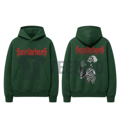 Men's Oversized Prayer Skulls Streetwear Hoodie - teezioo.