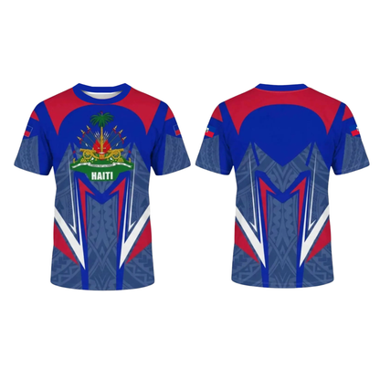 Haiti Football 3D Shirt – Comfortable Ethnic Pattern Sports Shirt