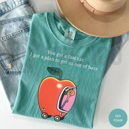 Comfort Colors Fast Car T-Shirt – Retro Apple Graphic Road Trip Tee
