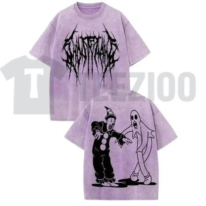 Ghostemane Spooky Halloween Graphic Washed Tee – Dark Vintage Streetwear Shirt