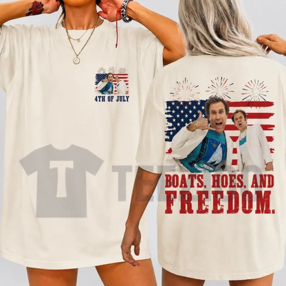 Boats Hoes and Freedom 2-Sided Shirt | 4th of July Movie Tee