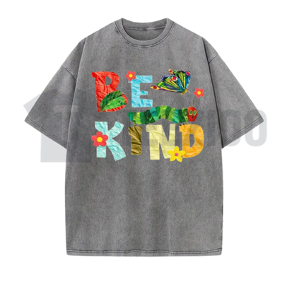 "Be Kind" Crumpled Color Paper Collage Shirt - Autumn Washed Tee