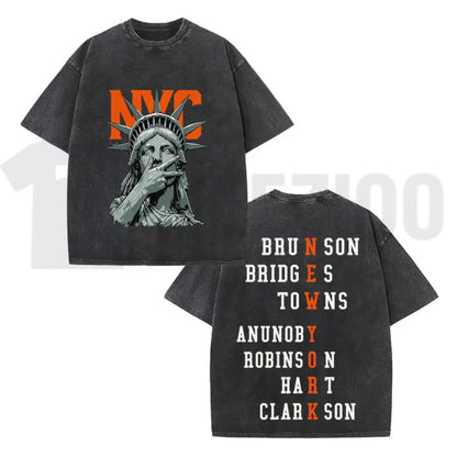 New York Vintage Basketball T-Shirt – 2-Sided Graphic Knicks Style Streetwear Tee