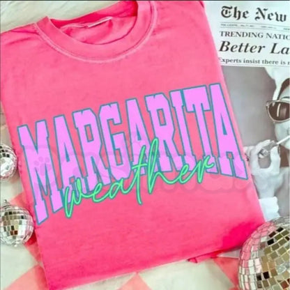 Comfort Colors® Margarita Weather Distressed T-Shirt – Trendy Summer Vacation Graphic Tee, Retro Beach Party Drink Shirt for Men & Women
