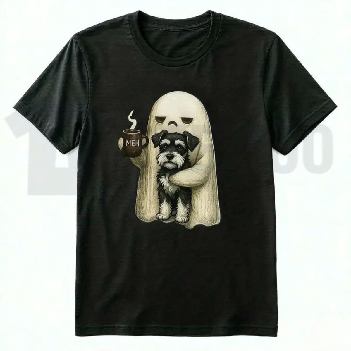 Spooky Black Cat & Coffee Graphic Shirt – Ghost Cat Halloween Apparel