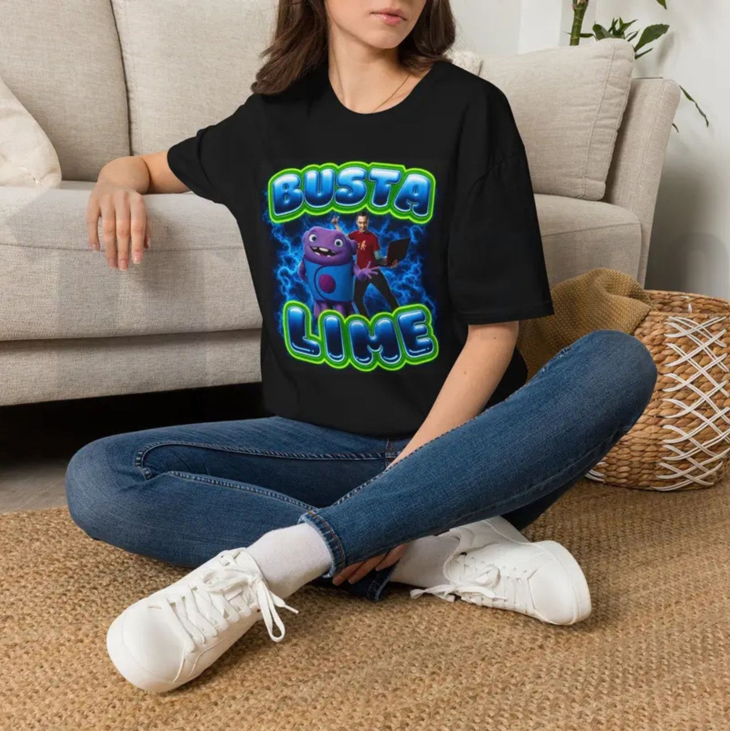 Busta Lime Funny Colorful Cartoon Alien Hip Hop Music Graphic T-Shirt