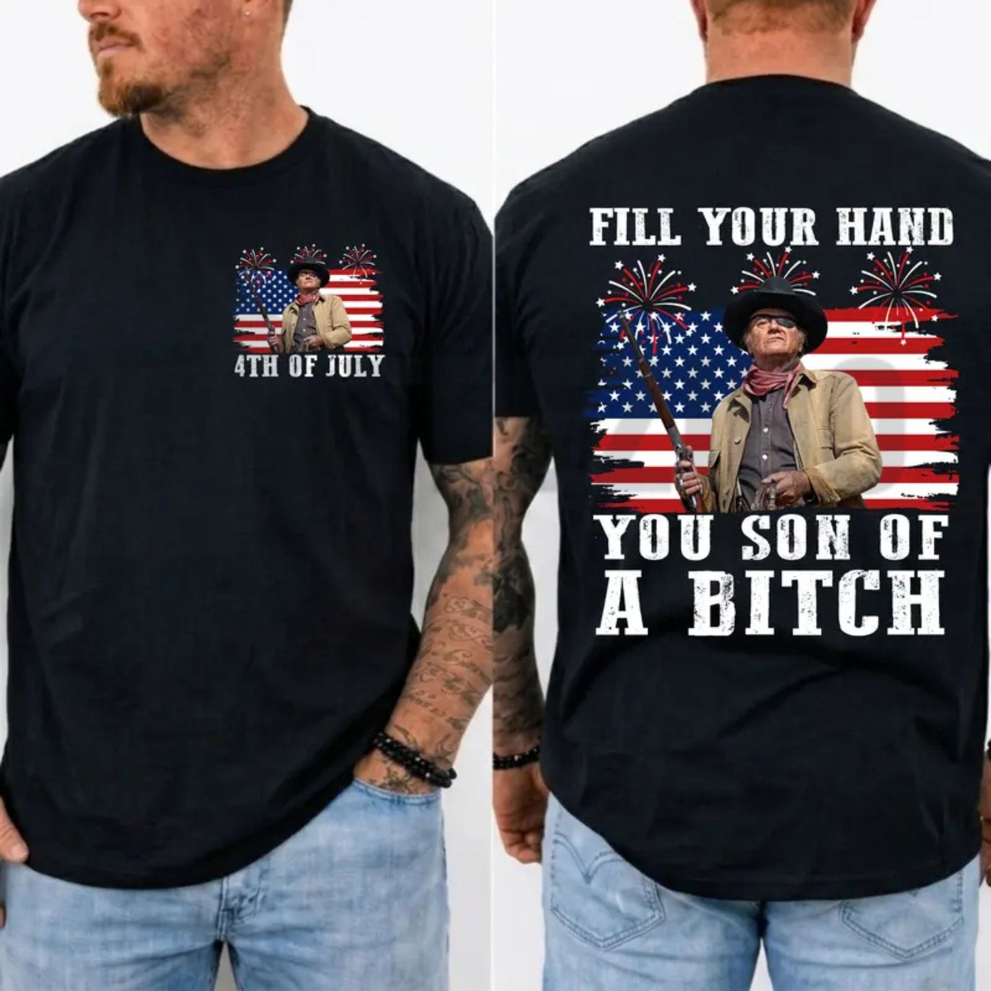 John Wayne Rooster Cogburn Fill Your Hand Western Graphic T-Shirt