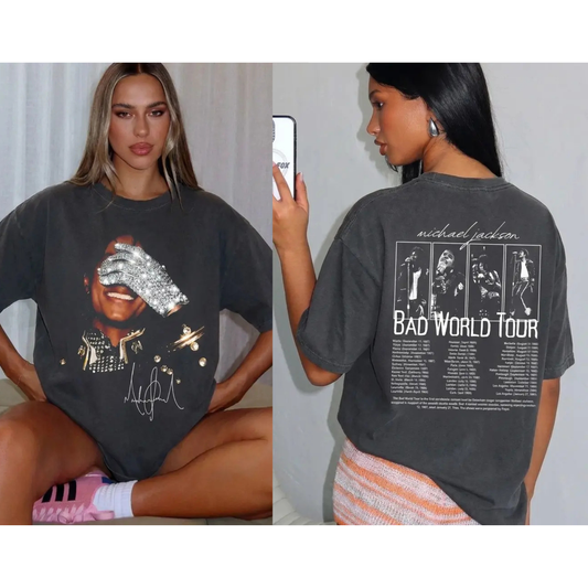 Michael Jackson 1980s Concert Shirt – Retro Distressed 2-Sided Tour Tee