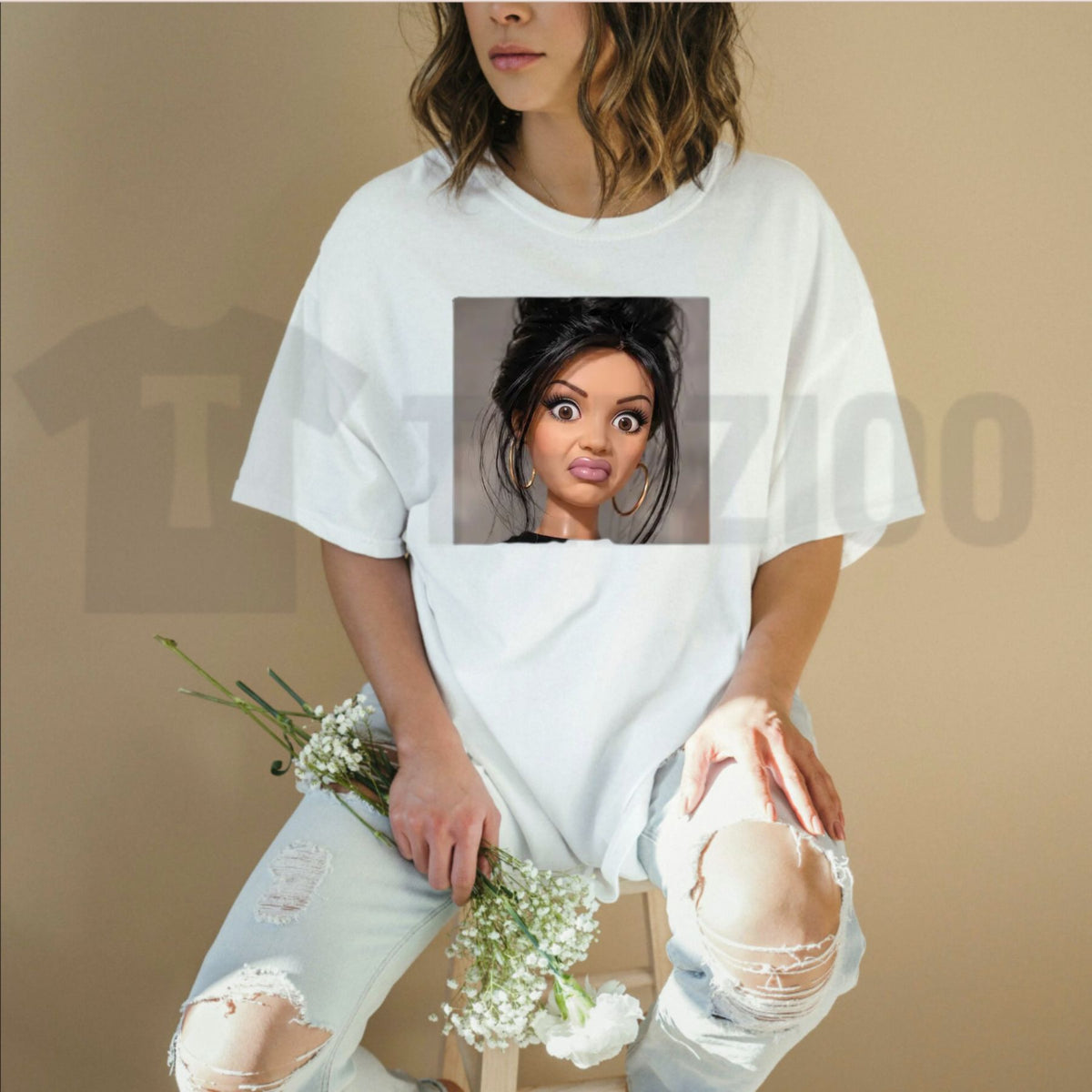 Hilarious Stank Face Doll Graphic Top – Vintage Baggy Streetwear Meme Apparel