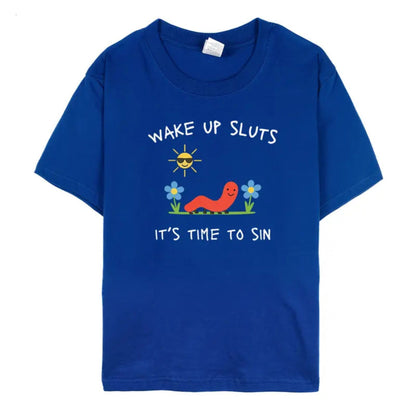 "Wake Up Slts" Funny Animal T-Shirt – Viral Meme Graphic Tee, Premium 100% Cotton Ironic Animal Top, Made in USA