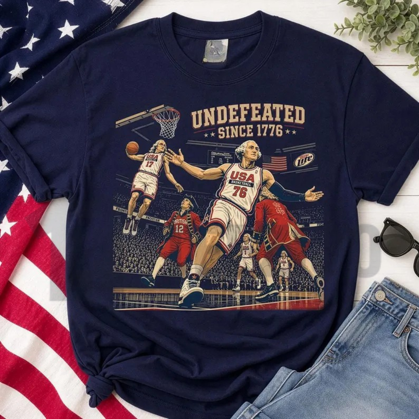 Undefeated Since 1776 Funny America 4th of July Independence Day Graphic T-Shirt