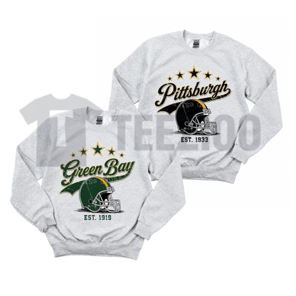 Vintage All Team Football Sweatshirt - Ash Grey 1960s Retro Game Day Crewneck