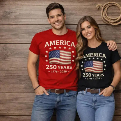 "USA 250th Anniversary" Vintage 1776–2026 T-Shirt – Semiquincentennial Patriotic Graphic Top, Commemorative Americana Heritage Tee