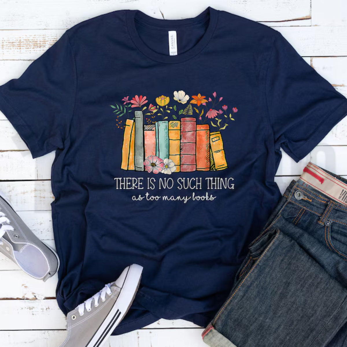 Floral Book Top – Bookworm Librarian Gift Graphic Apparel
