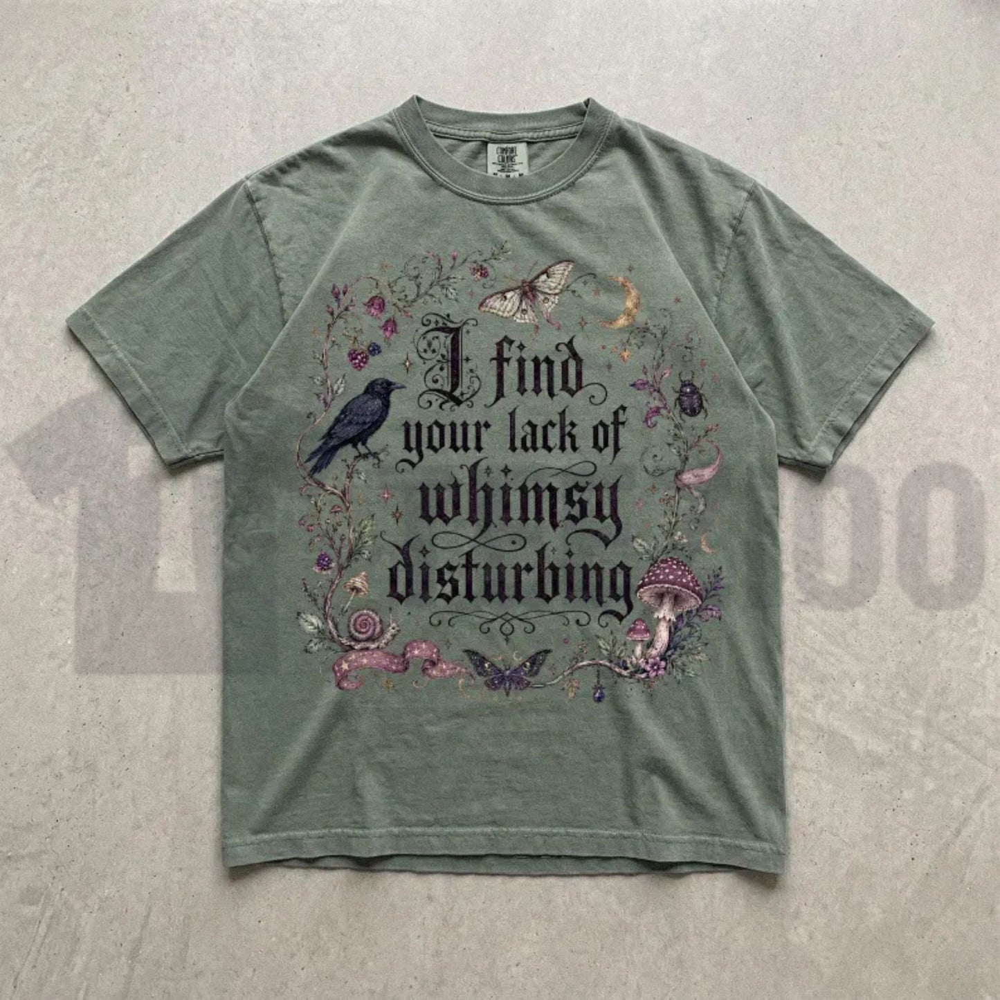 Lack of Whimsy Crow Fall Comfort Colors Shirt – Witchy Celestial Moth Tee