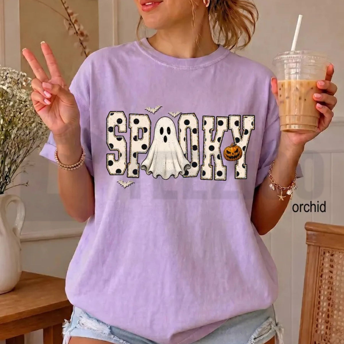 Retro Spooky Ghost Preppy Halloween Comfort Colors T-Shirt