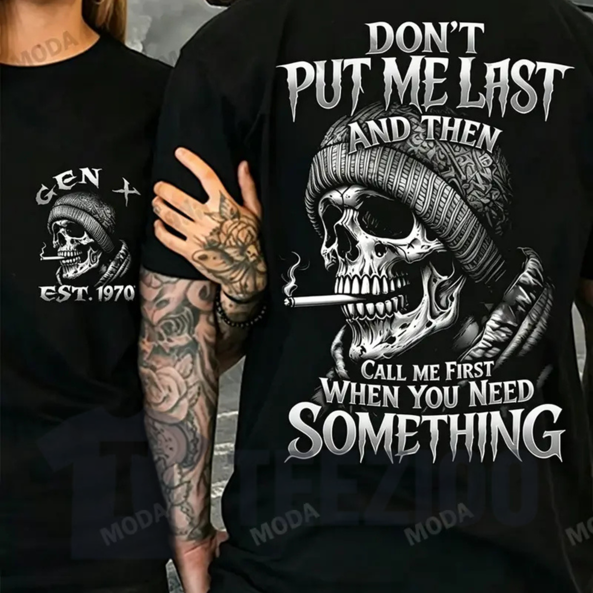 Gen X Dont Put Me Last Custom Year Skull Shirt - Generation X Humor Unisex Tee