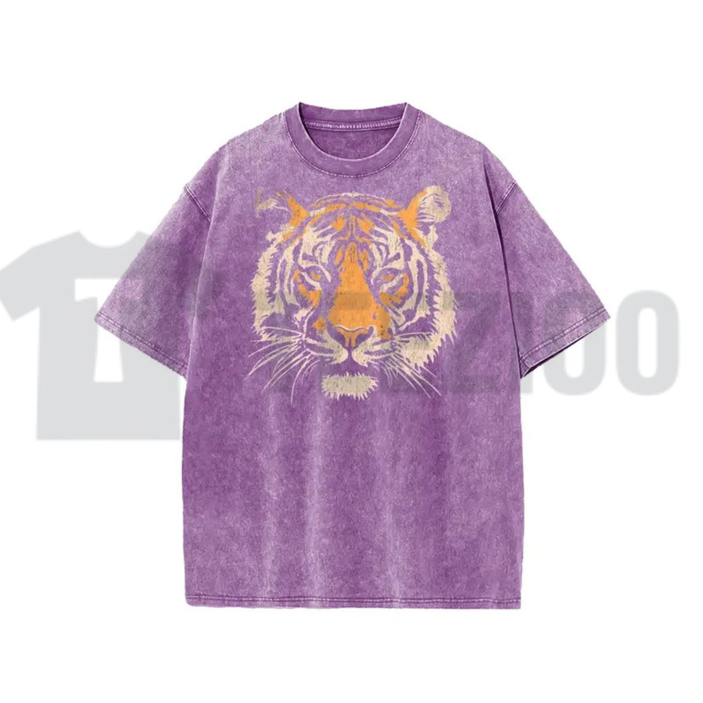 Vintage Tiger Graphic T-Shirt – Acid Washed Heavyweight Oversized Tee