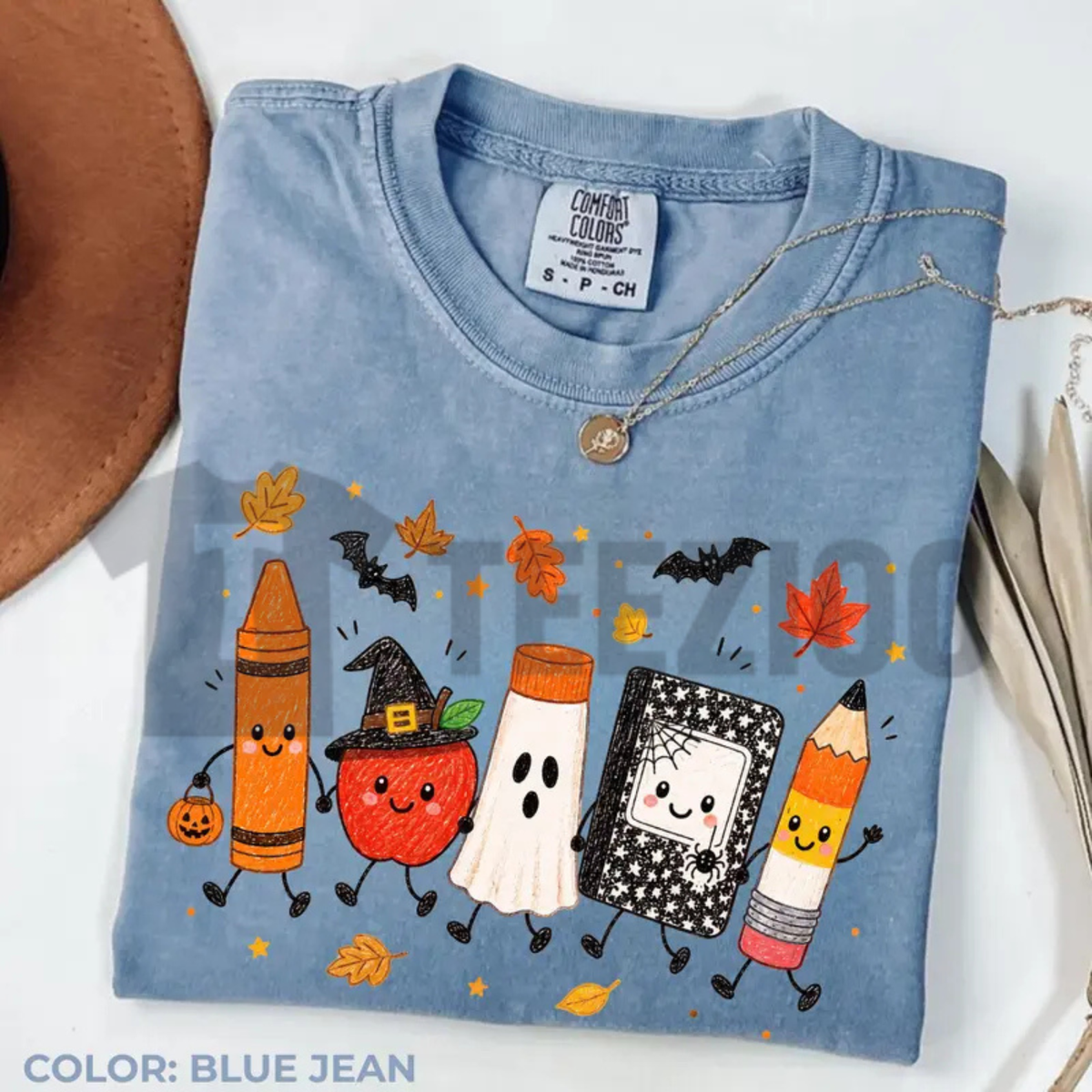 Comfort Colors® Halloween Teacher Shirt - Cute Spooky School Doodles Tee