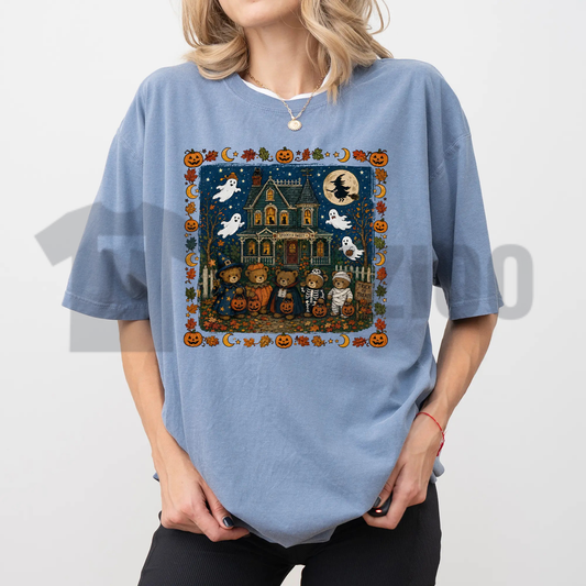 Vintage 90s "Trick or Treat Bears" T-Shirt - Retro Spooky Graphic Tee