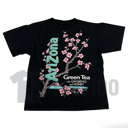 The Vintage Arizona Green Tea Cherry Blossom Shirt - Retro Y2K Graphic Tee