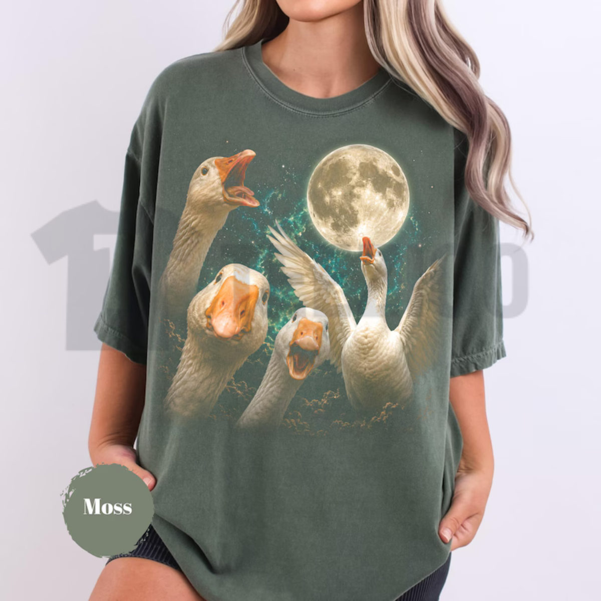 Goose Moon Shirt - Vintage Silly Goose Retro Woodland Nature Tee
