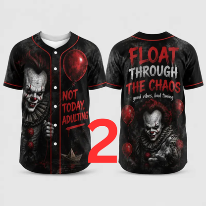 Unisex Horror Graphic Print Baseball Jersey - Slasher Theme Spooky Button-Up