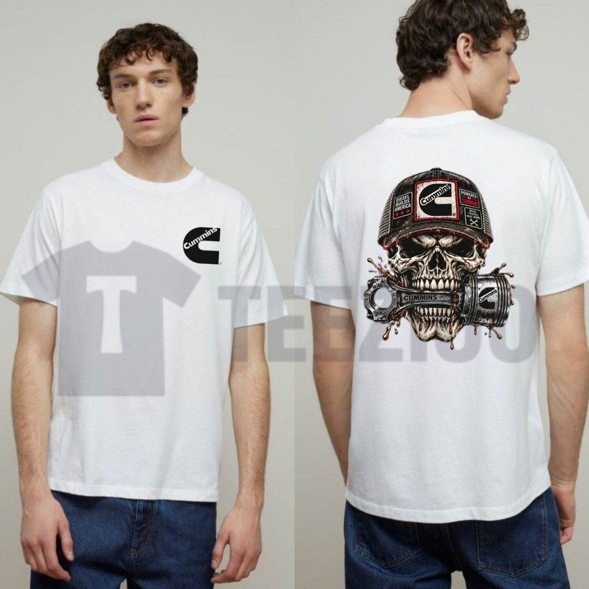 Cummins Diesel Skull Shirt - Diesel Builds America Powered Graphic Tee