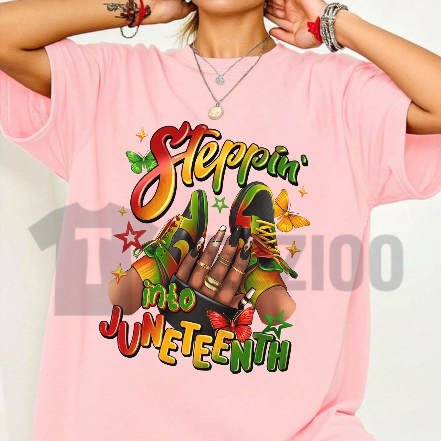 "Steppin Into Juneteenth" T-Shirt – Black History Freedom Day Melanin Pride Graphic Tee