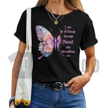 "I Can Do All Things Through Christ" Butterfly T-Shirt