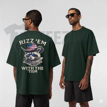 Patriotic Rizz Em With The Tism Shirt - Funny Cool Raccoon Graphic Tee