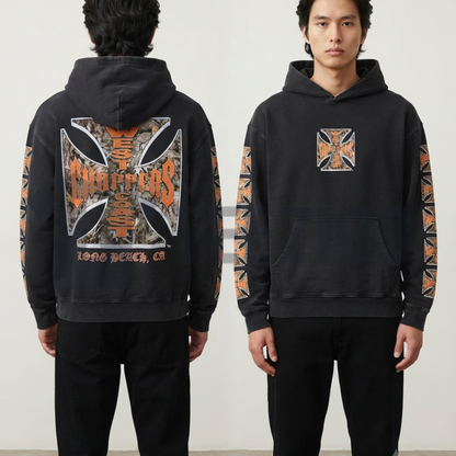 West Coast Choppers Washed Hoodie - Vintage Biker Motorcycle Pullover