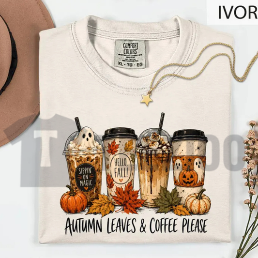 Comfort Colors® Ghost Coffee Cup Shirt - Spooky Season Fall Graphic Tee
