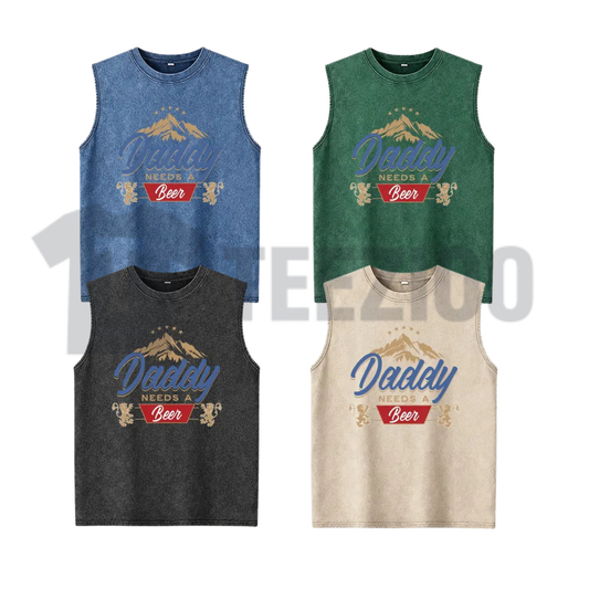 Men's "Daddy Needs A Beer" Tank Top - Retro Funny Drinking Graphic Sleeveless Shirt