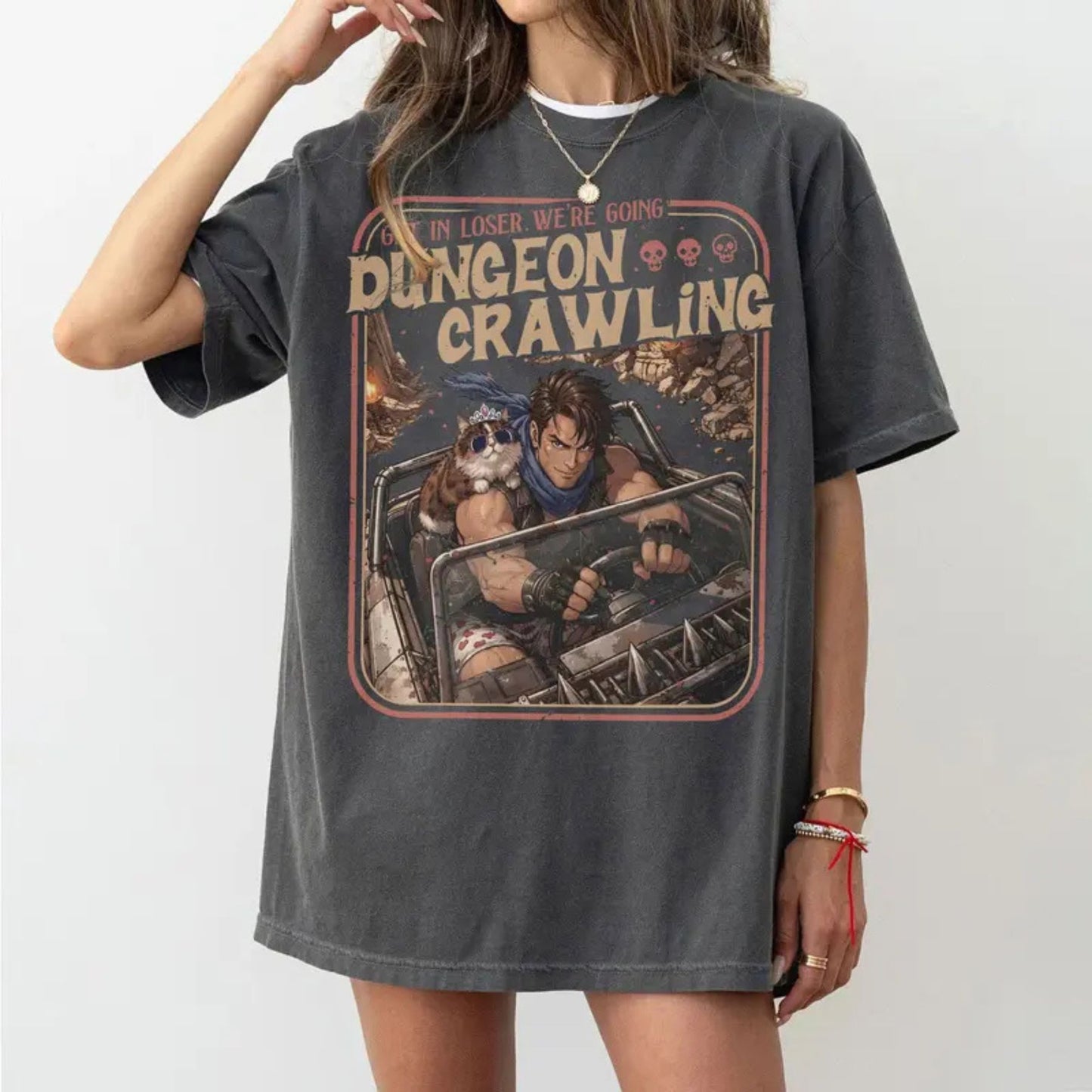Comfort Colors® Dungeon Crawling "Carl & Princess Donut" T-Shirt – Funny Sci-Fi Meme Tee, Retro LitRPG Graphic Shirt, Dungeon Crawler Fan Gift