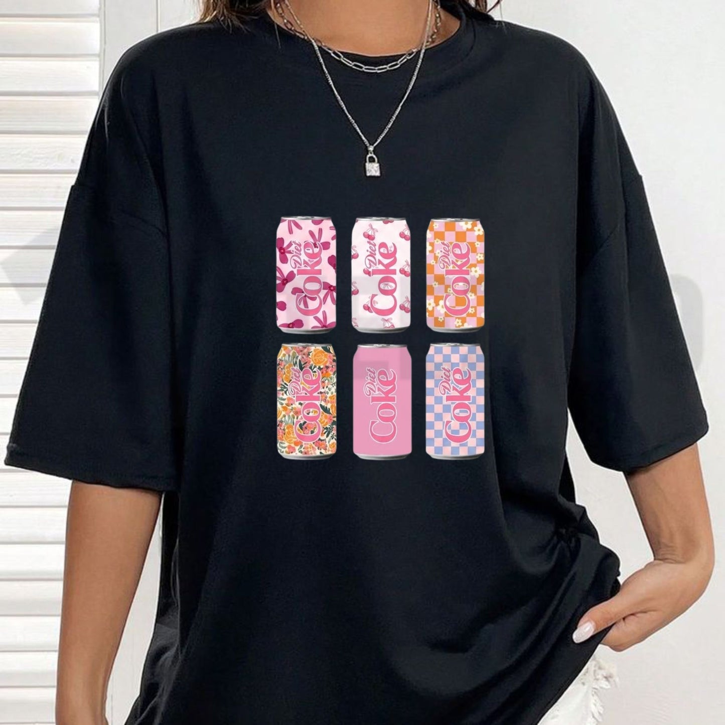 Womens Diet Soda Graphic Top Retro Summer Casual T-Shirt