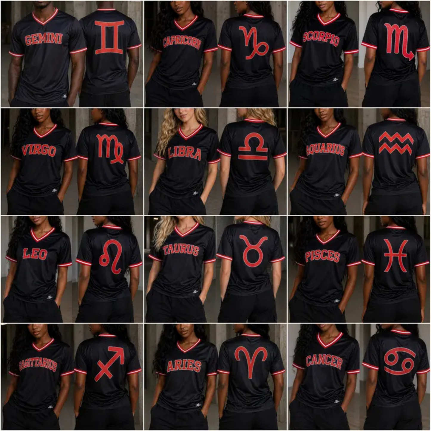 Zodiac Astrology Breathable Athletic V-Neck Jersey - Front & Back Print Sportswear