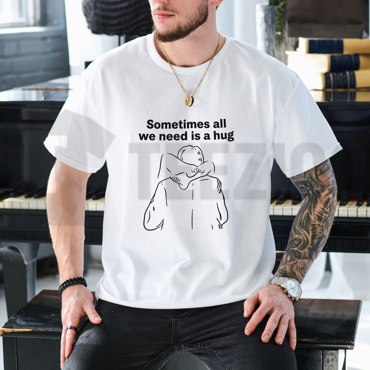 Sometimes All We Need Is a Hug Mindful Minimalist Inspirational Unisex T-Shirt