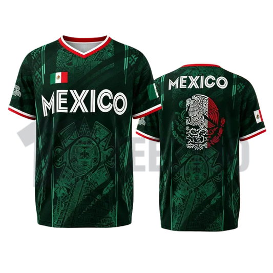 2026 Mexico Soccer V-Neck Short Sleeve Shirt - Men's & Women's Football Fan Tee
