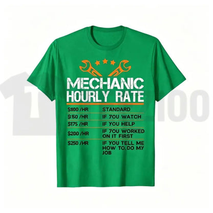 Mechanic Hourly Rate Funny Auto Repair Labor Rates Summer Graphic T-Shirt