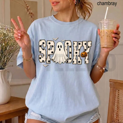 Retro Spooky Ghost Preppy Halloween Comfort Colors T-Shirt