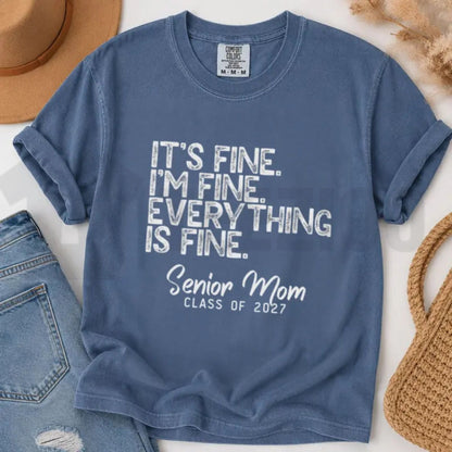 Class of 2027 Senior Mom Comfort Colors Shirt – Retro Graduation Varsity Tee
