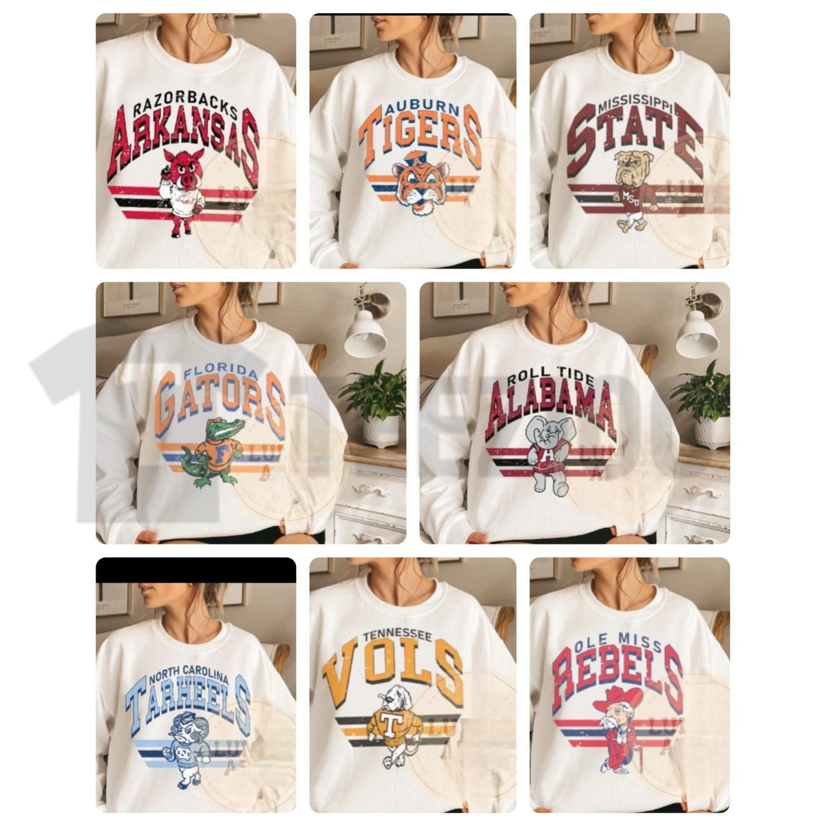 Retro College Football Sweatshirt - Ash Grey Vintage Game Day Crewneck