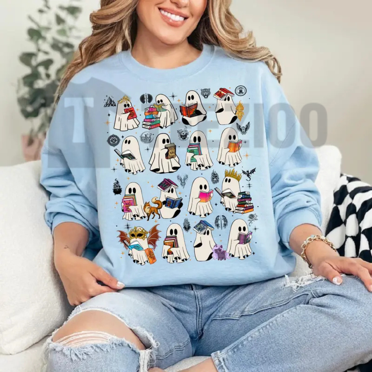 SJM Ghost Book Sweatshirt - Sarah J Maas Universe Halloween Crewneck
