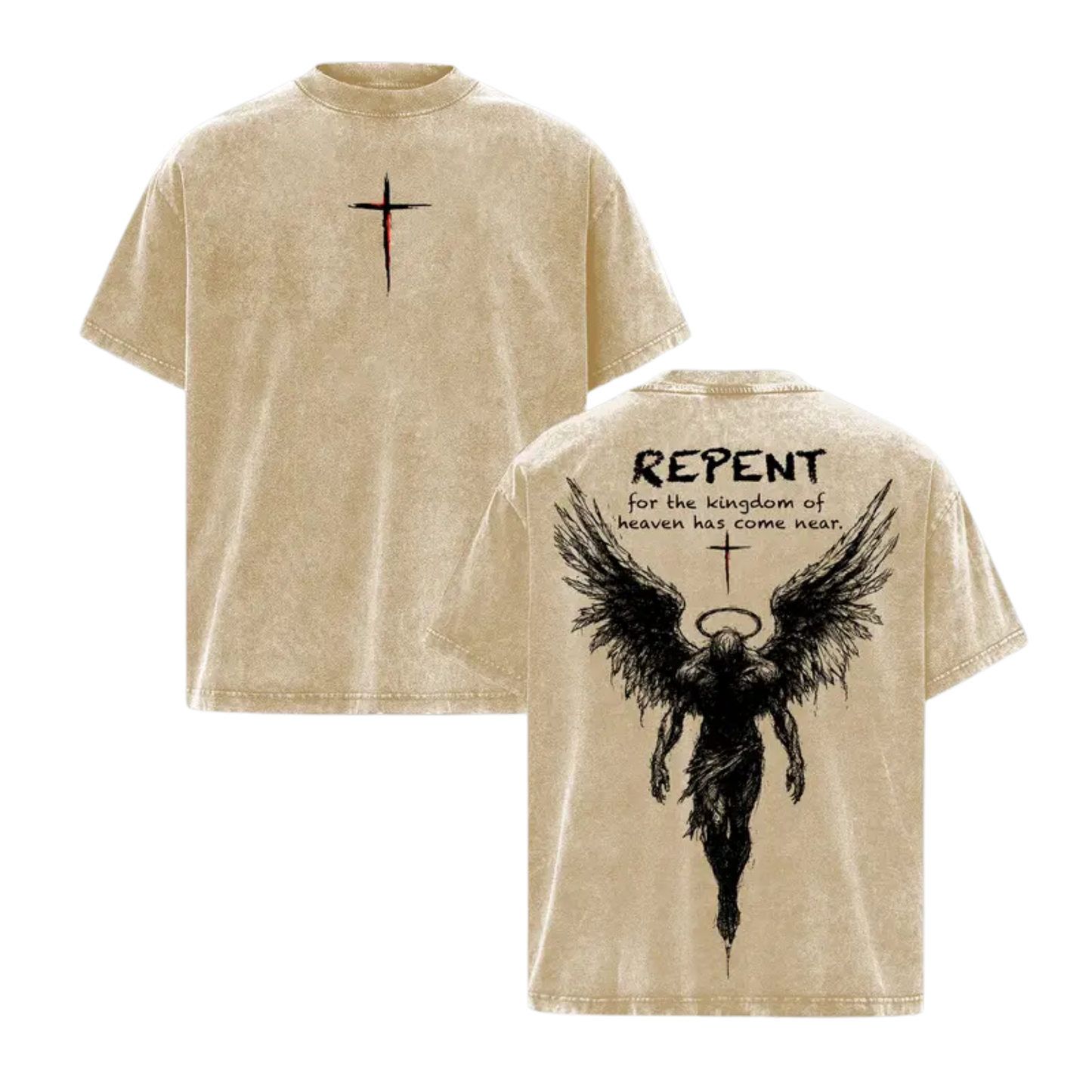Vintage "Repent" Christian T-Shirt – Retro Gothic Cross Graphic Tee